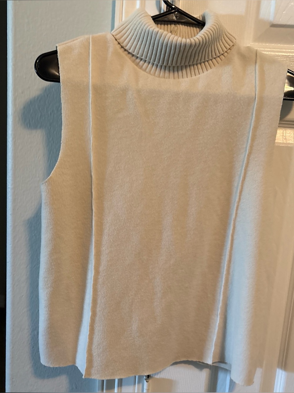 Zara Sleeveless Turtleneck Knit Top - Cream